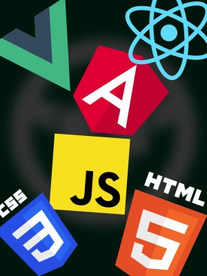 image with logos of css, html, javascript, vue.js, angular, react